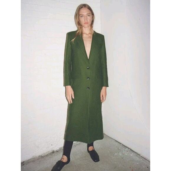 Thakoon Jackets & Blazers - Thakoon Women's Virgin Wool Long Coat Deep Green Size L Cozy Elegance NWT $598